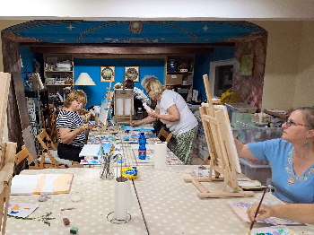 Maľba akrylom - zátišie s levanduľou